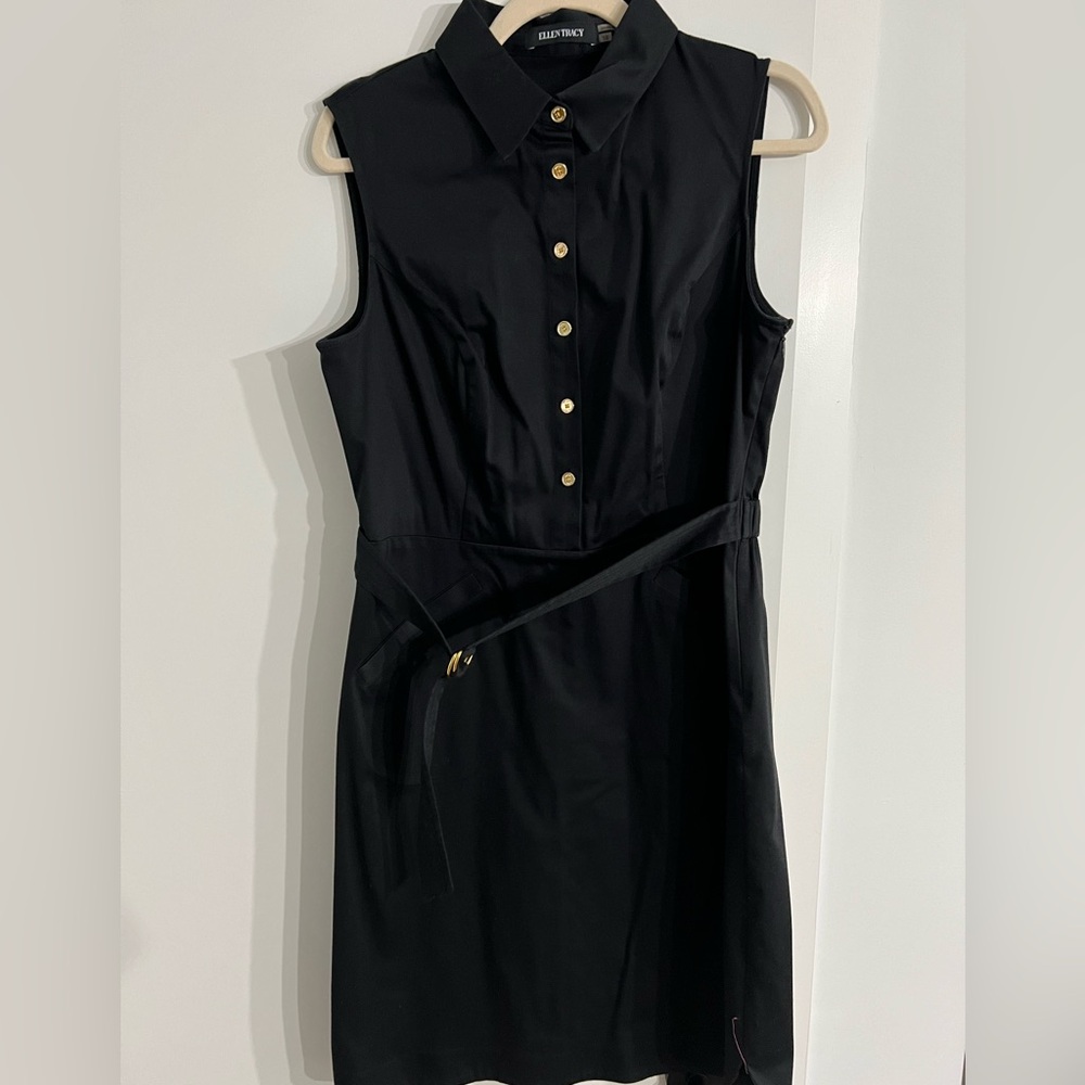Ellen Tracy Sleeveless Black Shirt Dress Size 12
